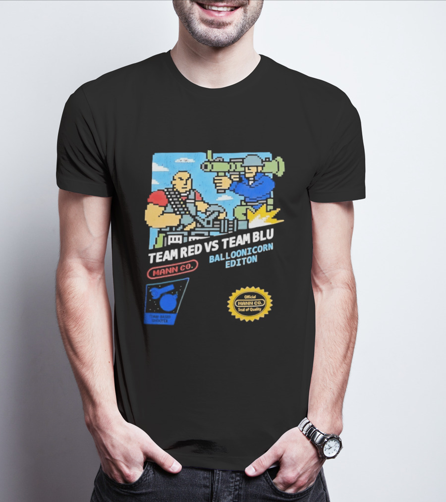 Team Red Vs Team Blu Balloonicorn Edition Mann Co. T-Shirt