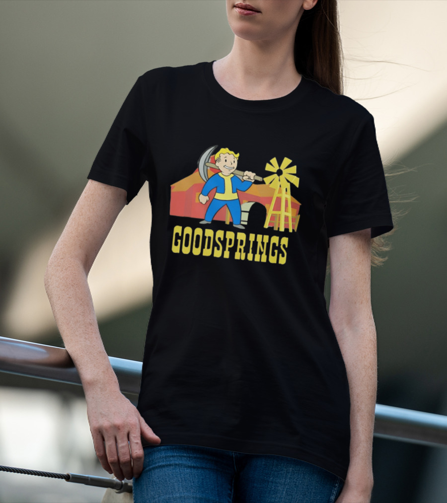 Vault Boy Goodsprings Fallout Windmill Pickaxe T-Shirt