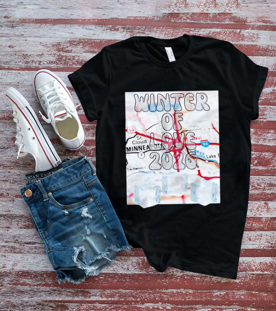 Winter Of Love 2026 Minneapolis Ice Map 94 7 T-Shirt