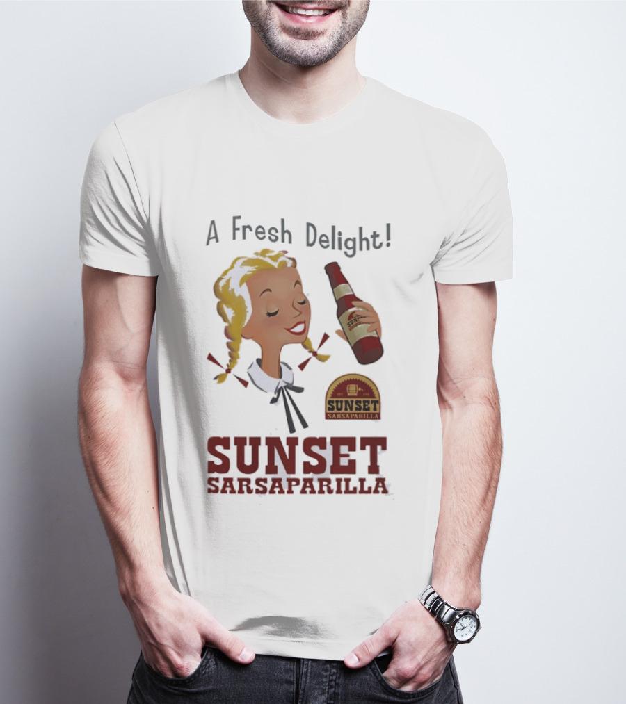 A Fresh Delight Sunset Sarsaparilla Bottle Vintage Fallout T-Shirt