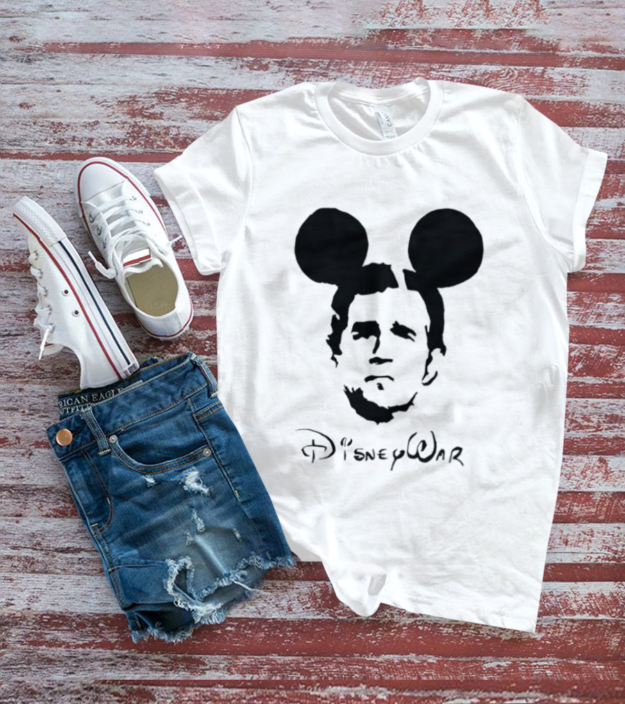 Disney War Mouse Satire With Iconic Ears And Stylized T-Shirt