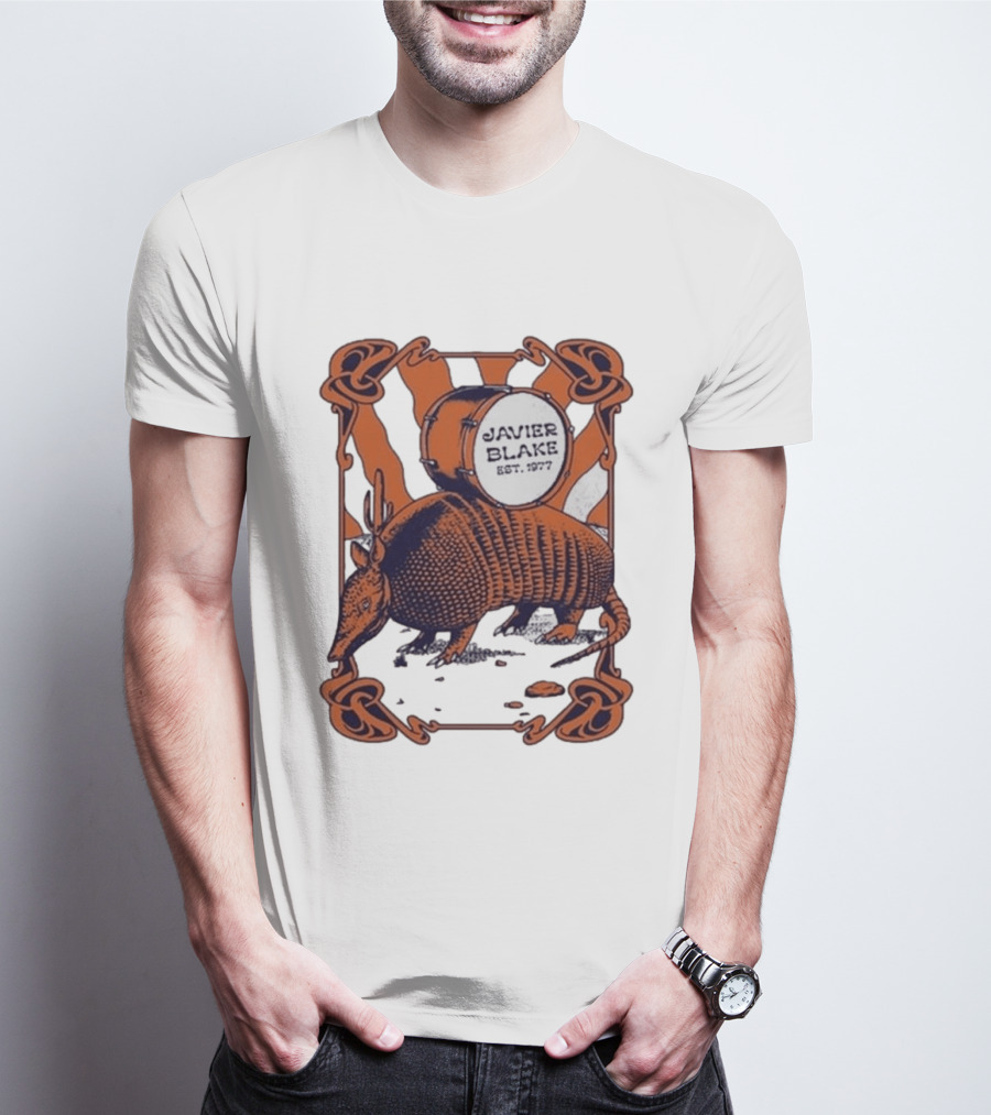 Javier Blake Est 1977 Armadillo Drum Retro Celtic Frame T-Shirt