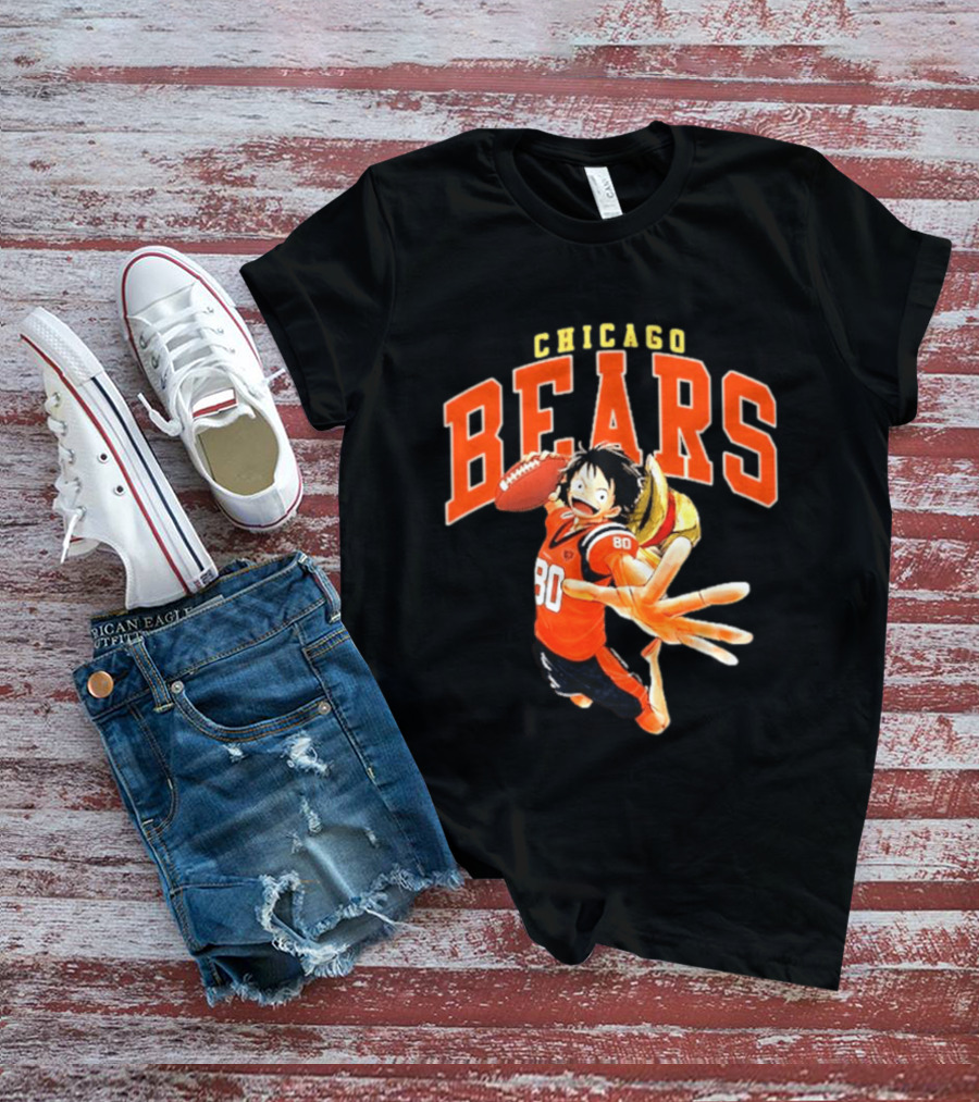 Chicago Bears One Piece Crossover Luffy Football Collaboration T-Shirt