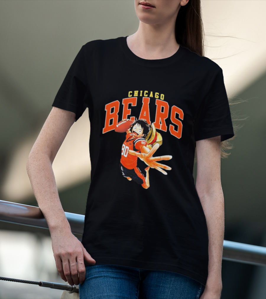 Chicago Bears One Piece Crossover Luffy Football Collaboration T-Shirt