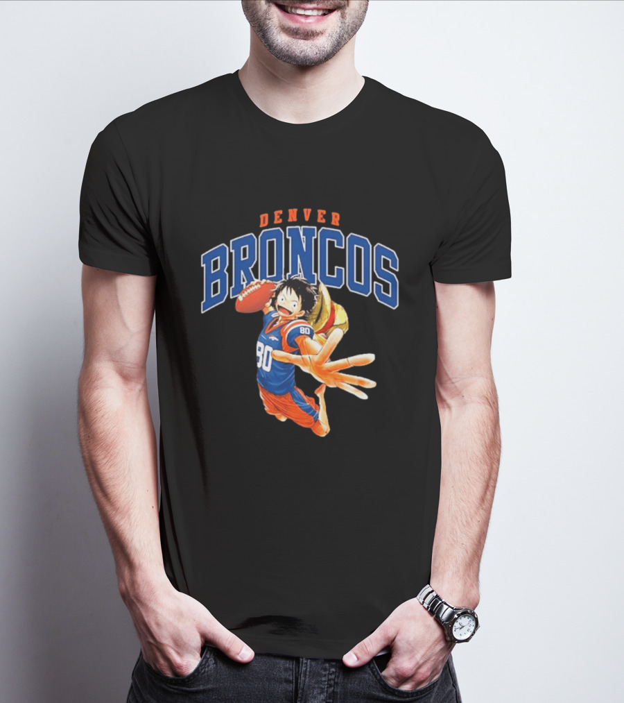Denver Broncos One Piece Crossover Luffy Football Fan Gear T-Shirt