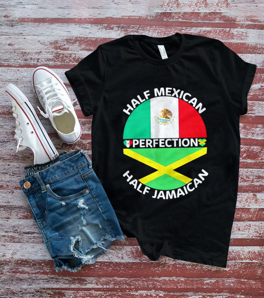 Half Mexican Perfection Half Jamaican Flag Fusion T-Shirt