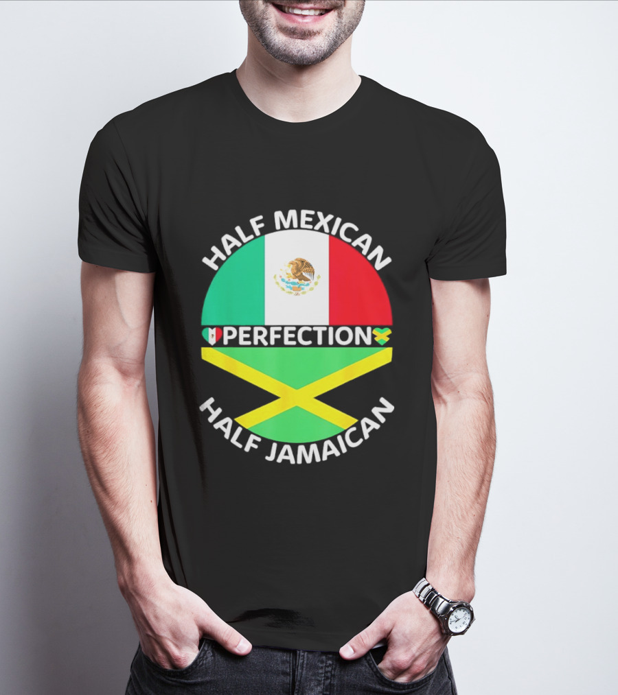 Half Mexican Perfection Half Jamaican Flag Fusion T-Shirt