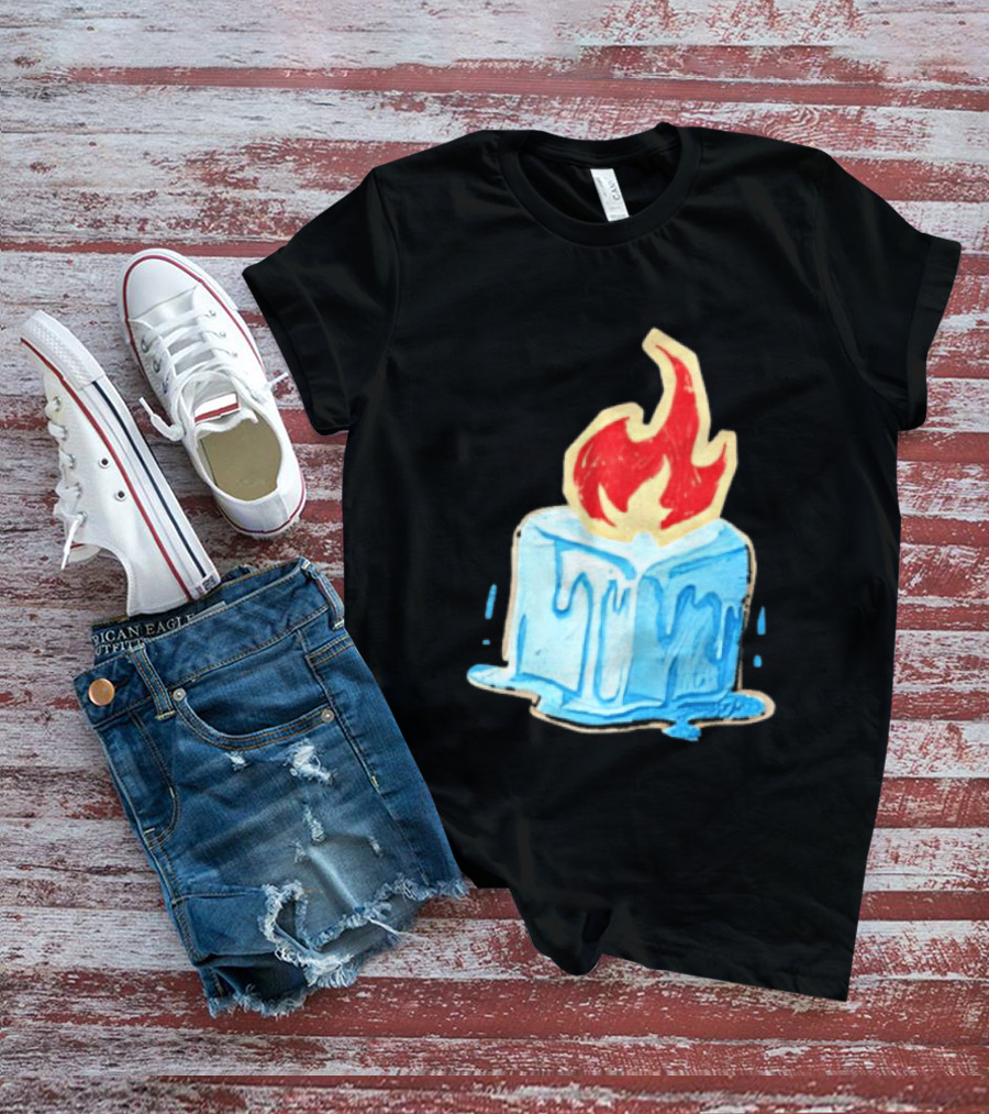 Melting Ice Cube Red Flame Emblem: Subtle Anti ICE Concept T-Shirt