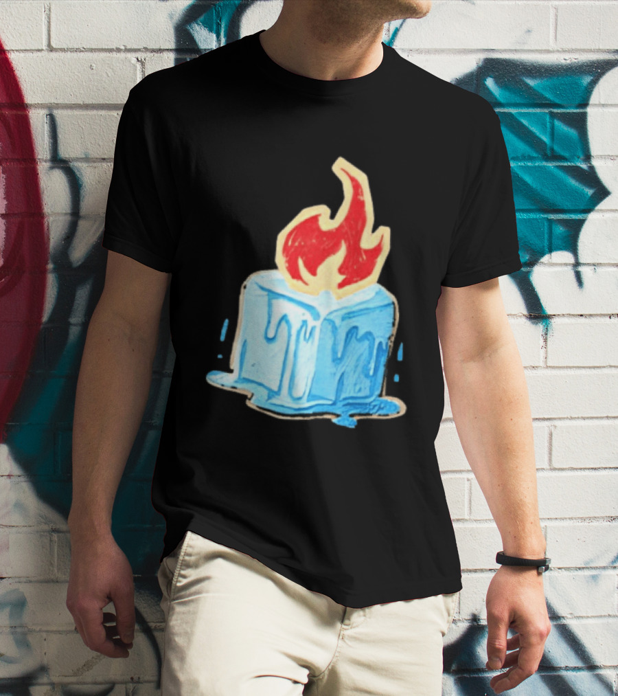 Melting Ice Cube Red Flame Emblem: Subtle Anti ICE Concept T-Shirt