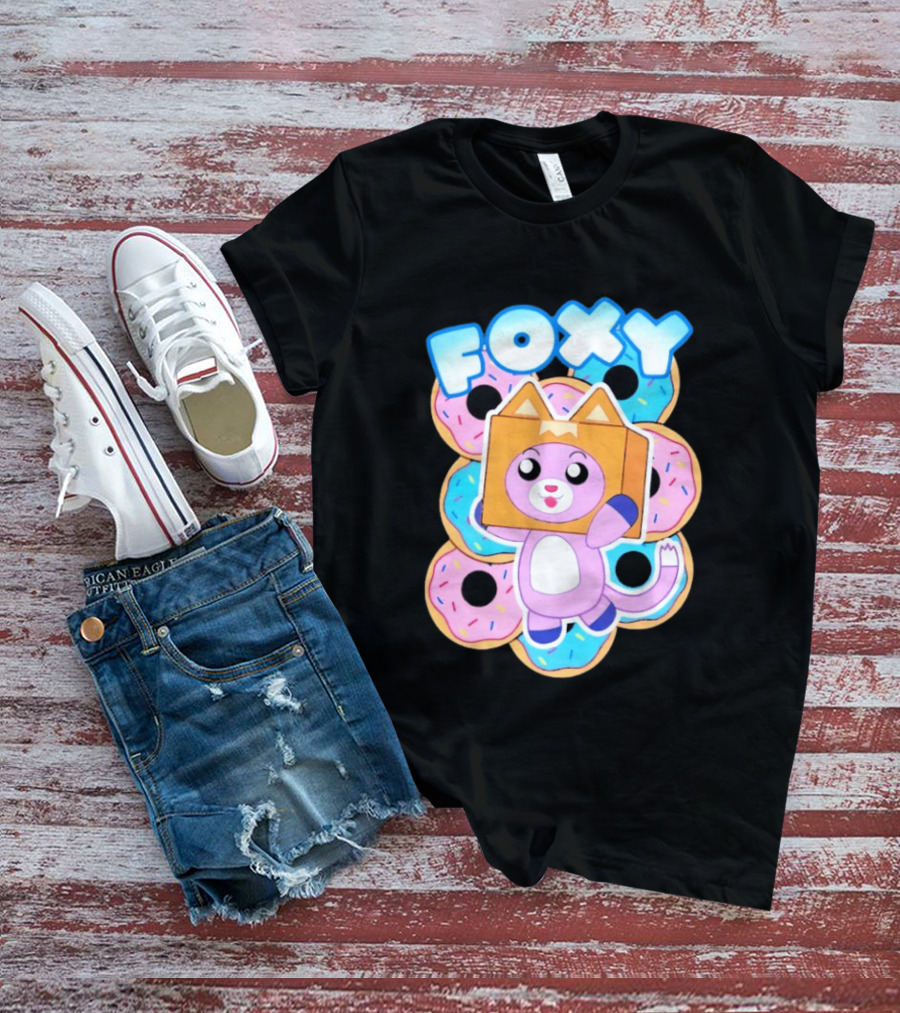 LankyBox Foxy Pink Donuts Fun Cartoon T-Shirt