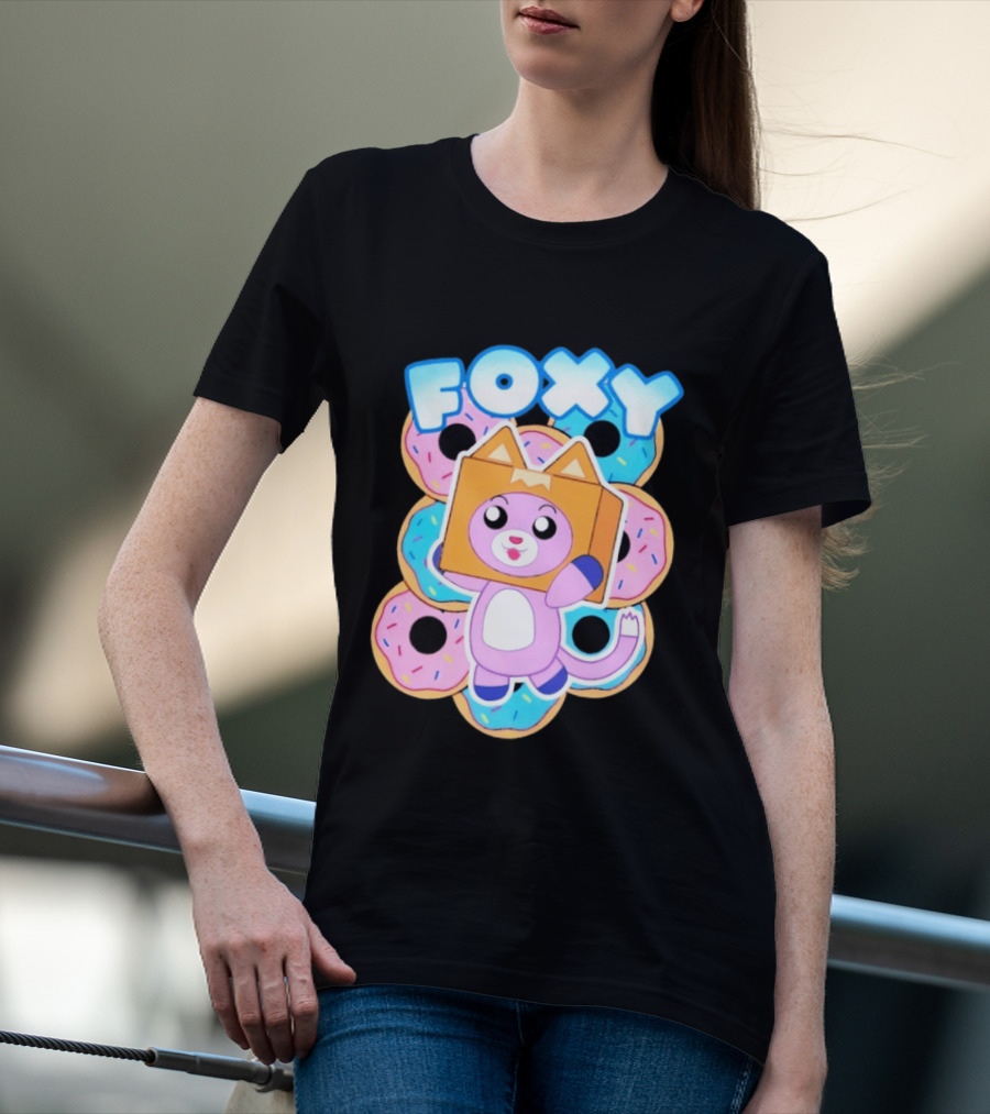 LankyBox Foxy Pink Donuts Fun Cartoon T-Shirt