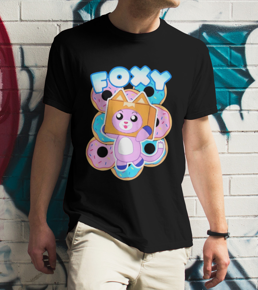 LankyBox Foxy Pink Donuts Fun Cartoon T-Shirt
