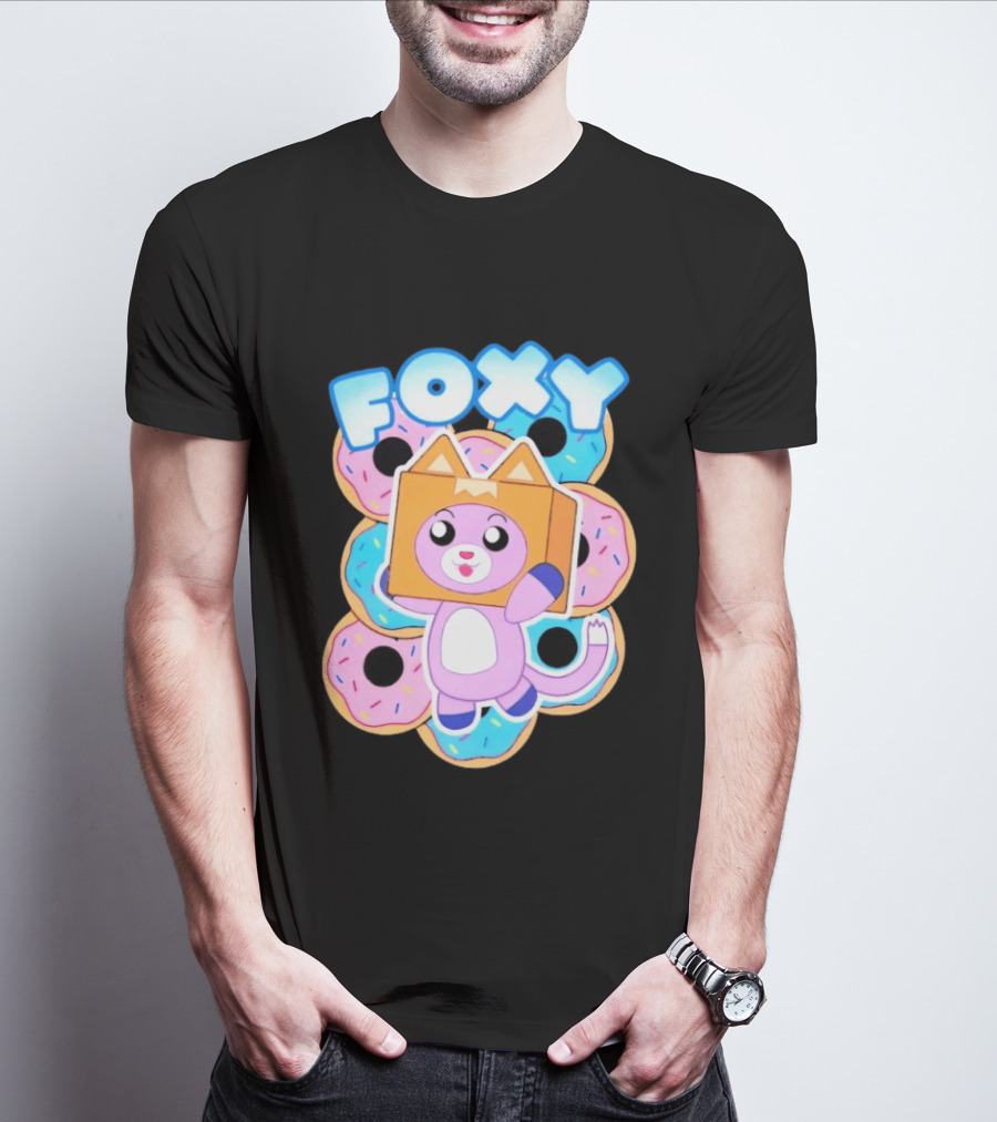 LankyBox Foxy Pink Donuts Fun Cartoon T-Shirt