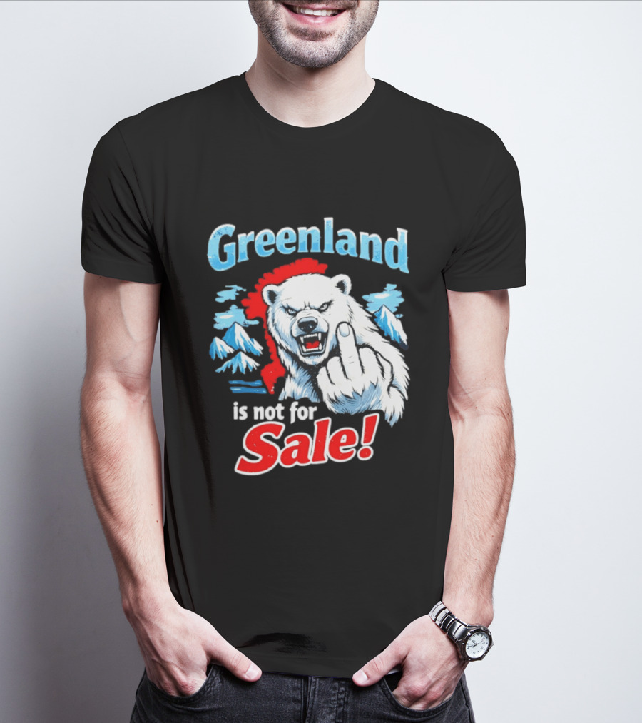 Greenland Is Not For Sale White Bear Middle Finger T-Shirt