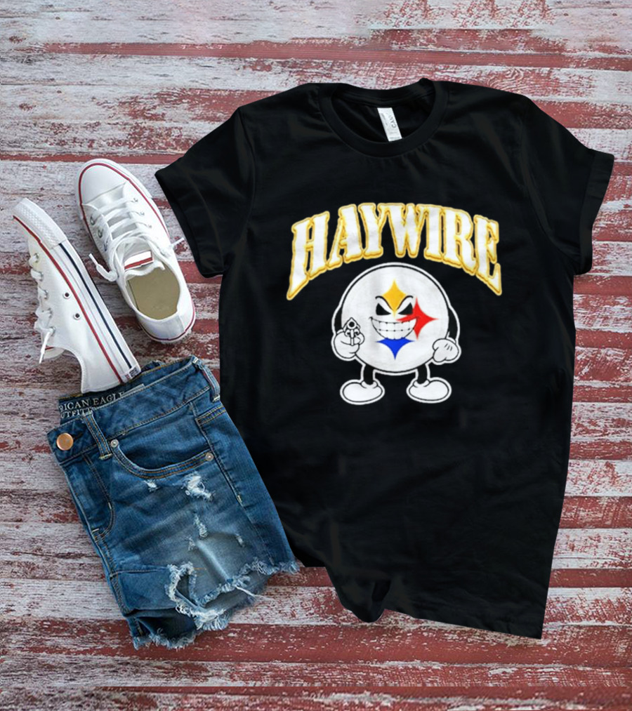Pittsburgh Steelers Haywire Fun Character With Gun And Grin T-Shirt