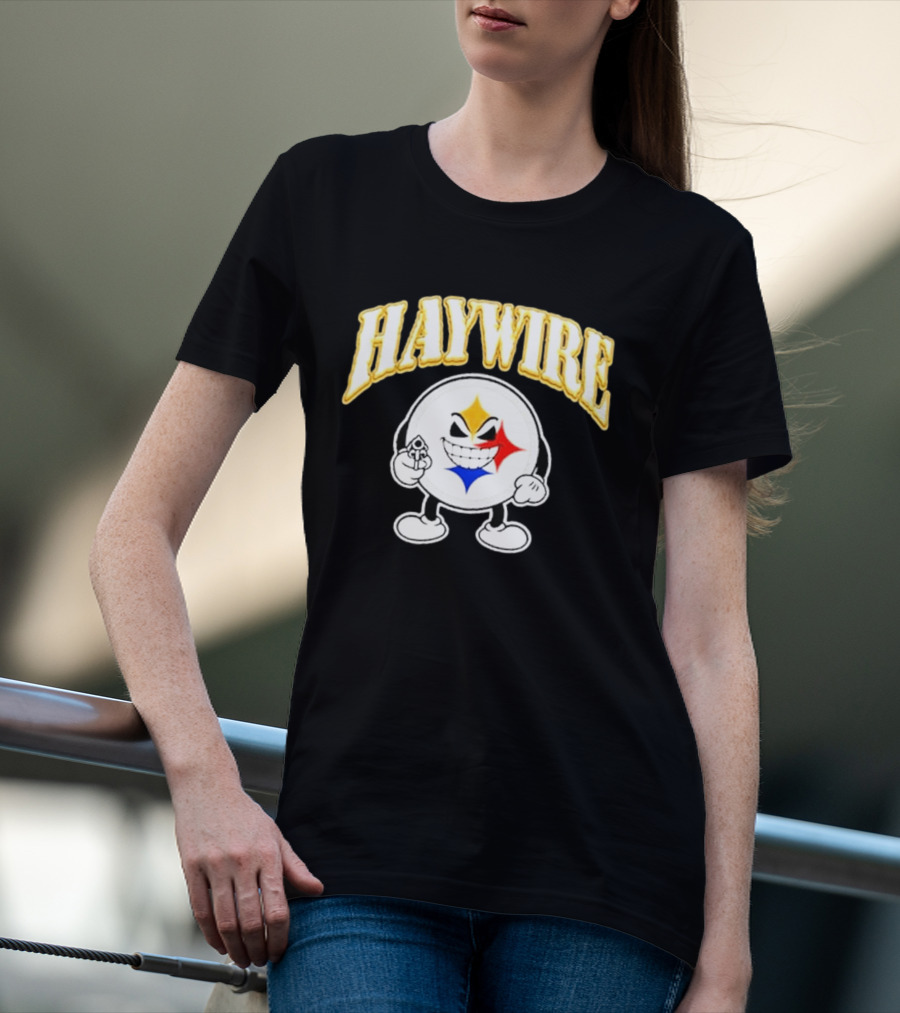Pittsburgh Steelers Haywire Fun Character With Gun And Grin T-Shirt