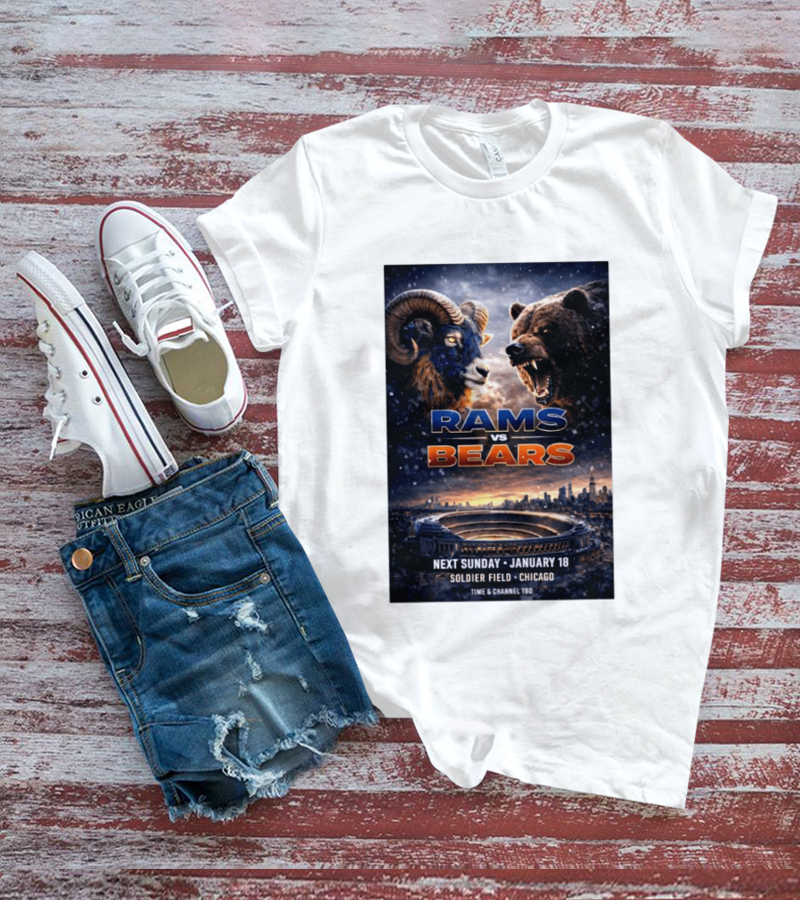 Rams Vs Bears Soldier Field Chicago January 18 2026 T-Shirt