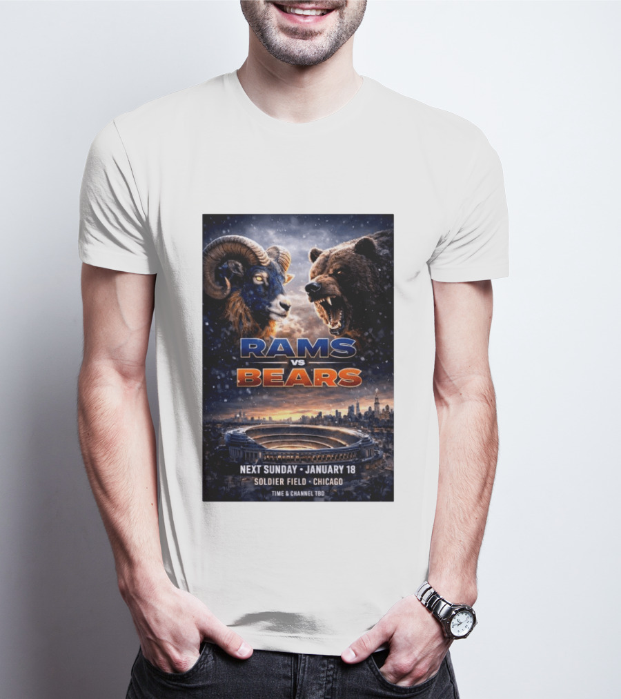 Rams Vs Bears Soldier Field Chicago January 18 2026 T-Shirt