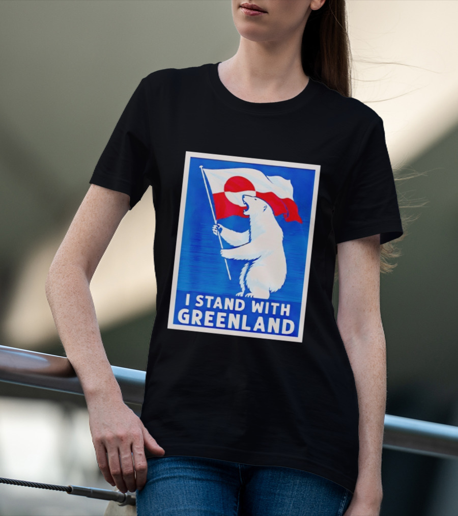 I Stand With Greenland Polar Bear Flag White Bear T-Shirt