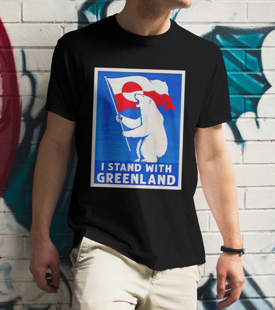 I Stand With Greenland Polar Bear Flag White Bear T-Shirt