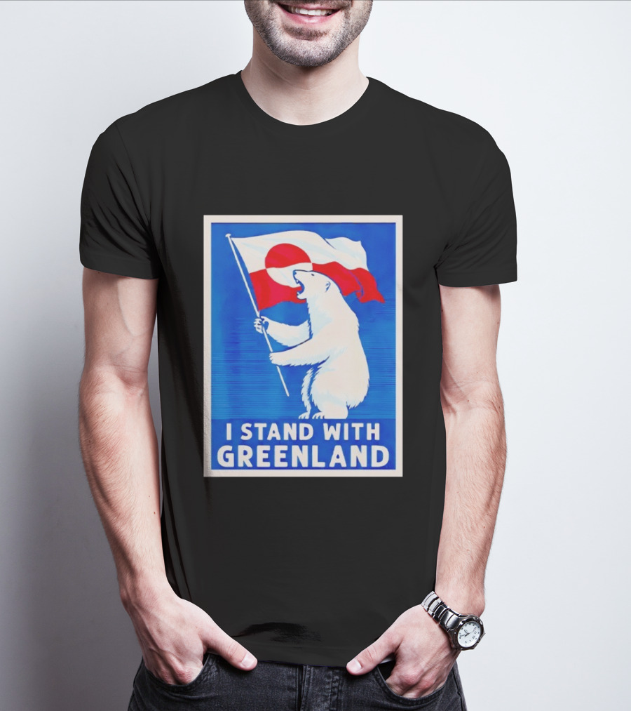 I Stand With Greenland Polar Bear Flag White Bear T-Shirt