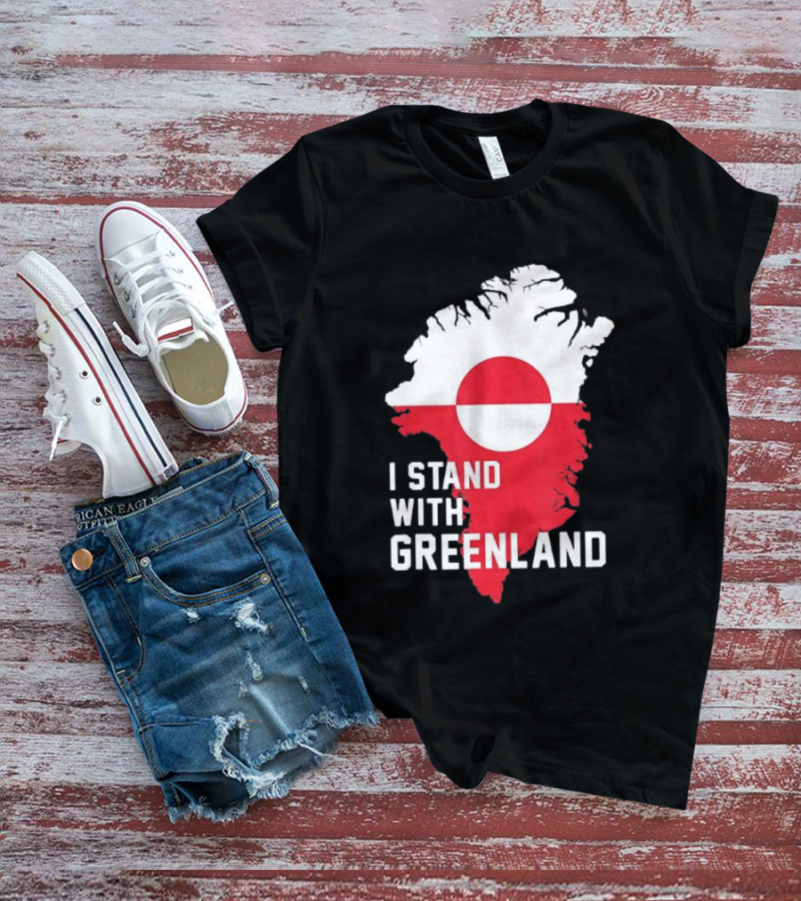 I Stand With Greenland Greenlanders Support Flag Map T-Shirt