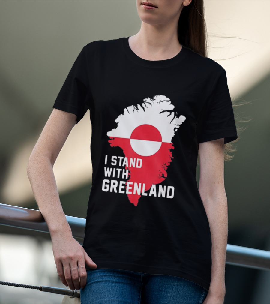 I Stand With Greenland Greenlanders Support Flag Map T-Shirt