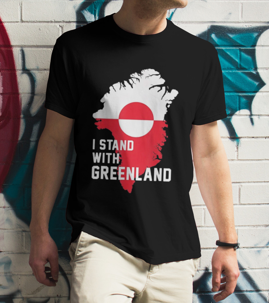 I Stand With Greenland Greenlanders Support Flag Map T-Shirt