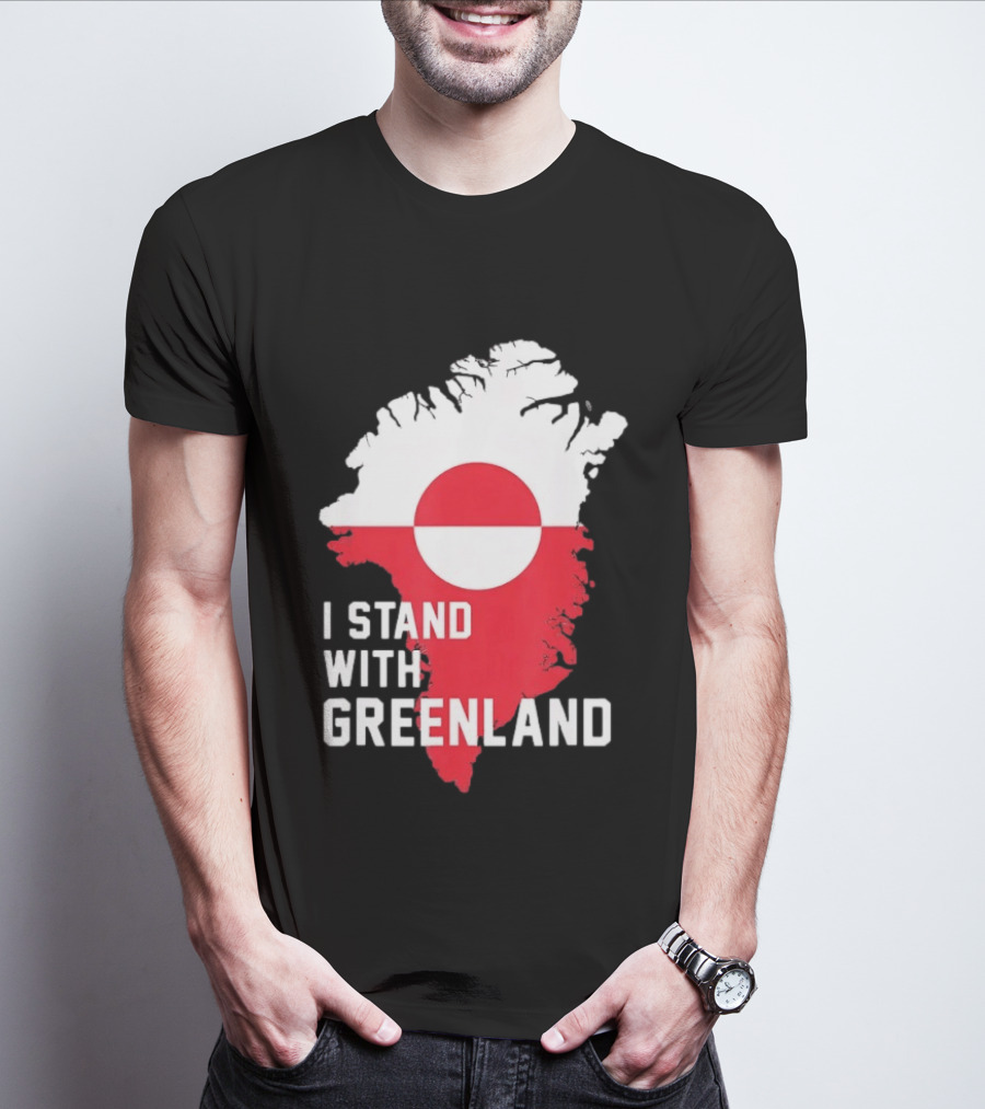 I Stand With Greenland Greenlanders Support Flag Map T-Shirt