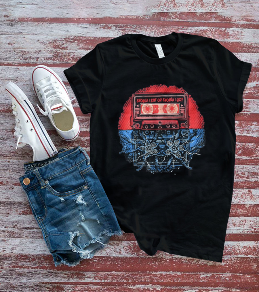 Should I Stay Or Should I Go Strange Music Stranger Things Cassette Tape T-Shirt