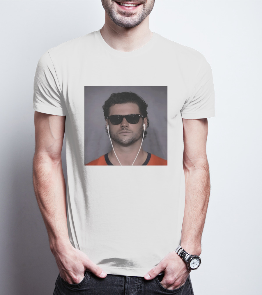 Jarrett Stidham Sunglasses And Earbuds Denver Broncos Orange T-Shirt