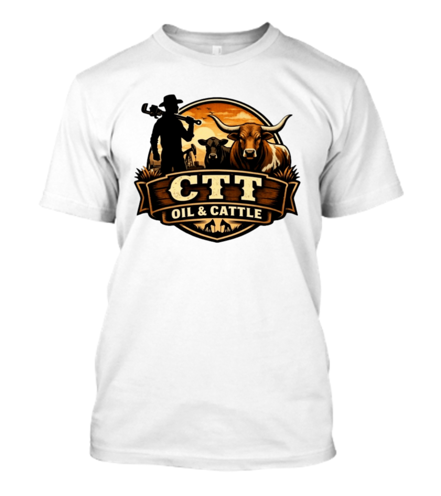CTT Oil And Cattle Western Ranching Cowboys And Livestock T-Shirt