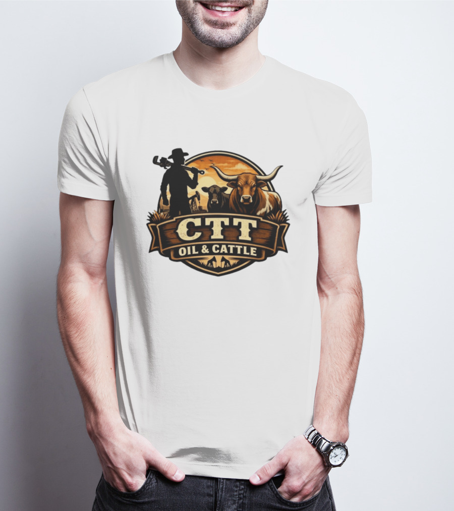 CTT Oil And Cattle Western Ranching Cowboys And Livestock T-Shirt