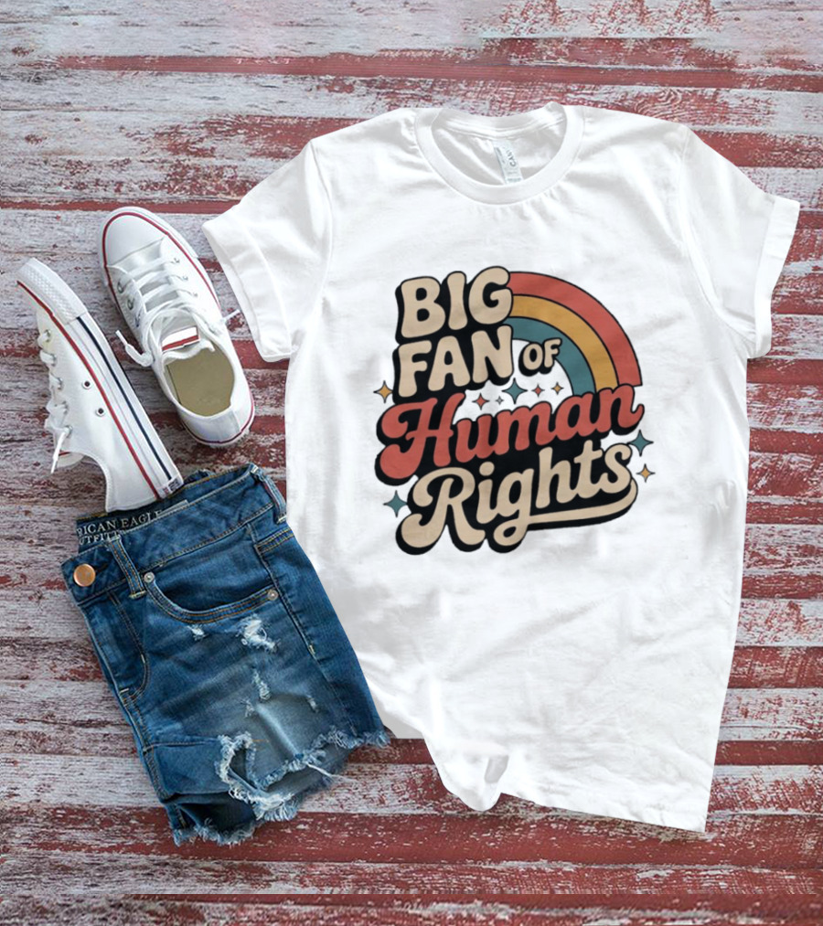 Big Fan Of Human Rights Retro Rainbow T-Shirt