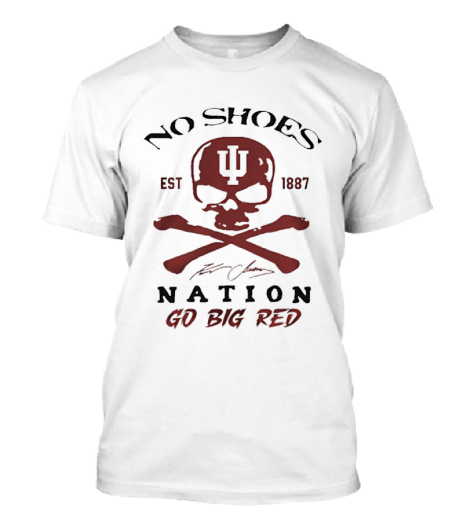 Indiana Hoosiers Skull Est 1887 No Shoes Nation Go Big Red T-Shirt