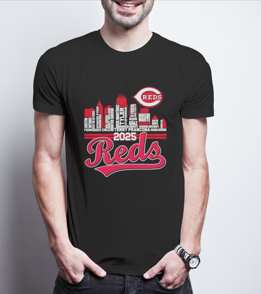 Cincinnati Reds Skyline Players 2025 Reds T-Shirt