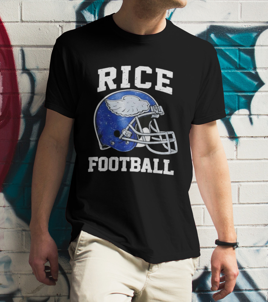 Rice Football Blue Winged Helmet T-Shirt