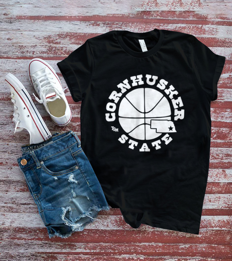 Cornhusker State Basketball Map Nebraska T-Shirt