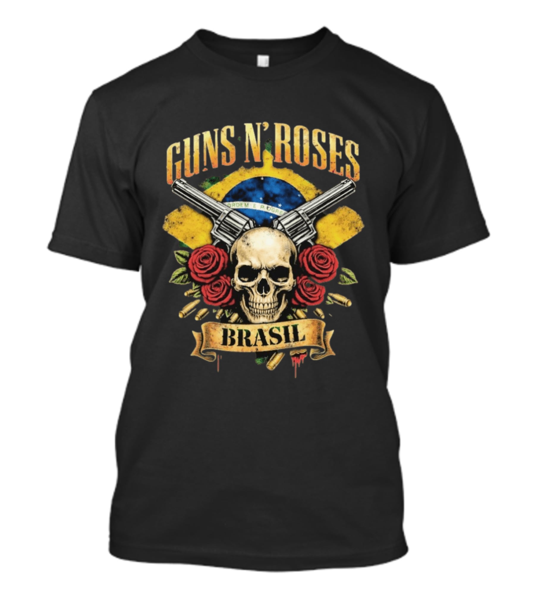 Guns N' Roses Brasil Skull Flag Roses Guns 2026 T-Shirt