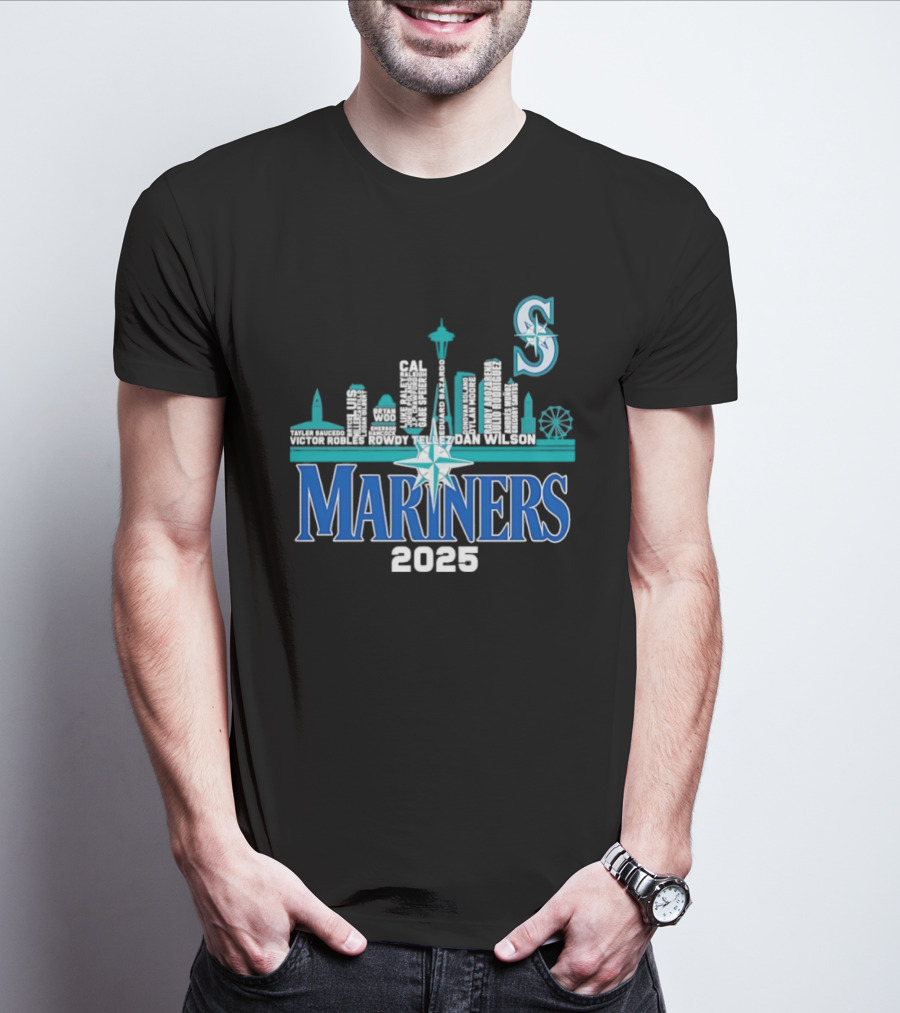 Seattle Mariners 2025 City Skyline Player Names Iconic S T-Shirt