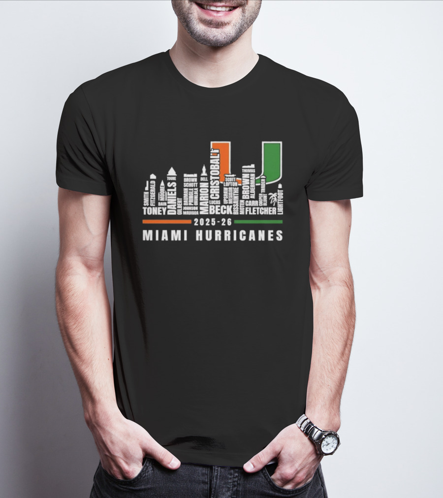 Skyline City Miami Hurricanes 2023 24 Player Names U T-Shirt