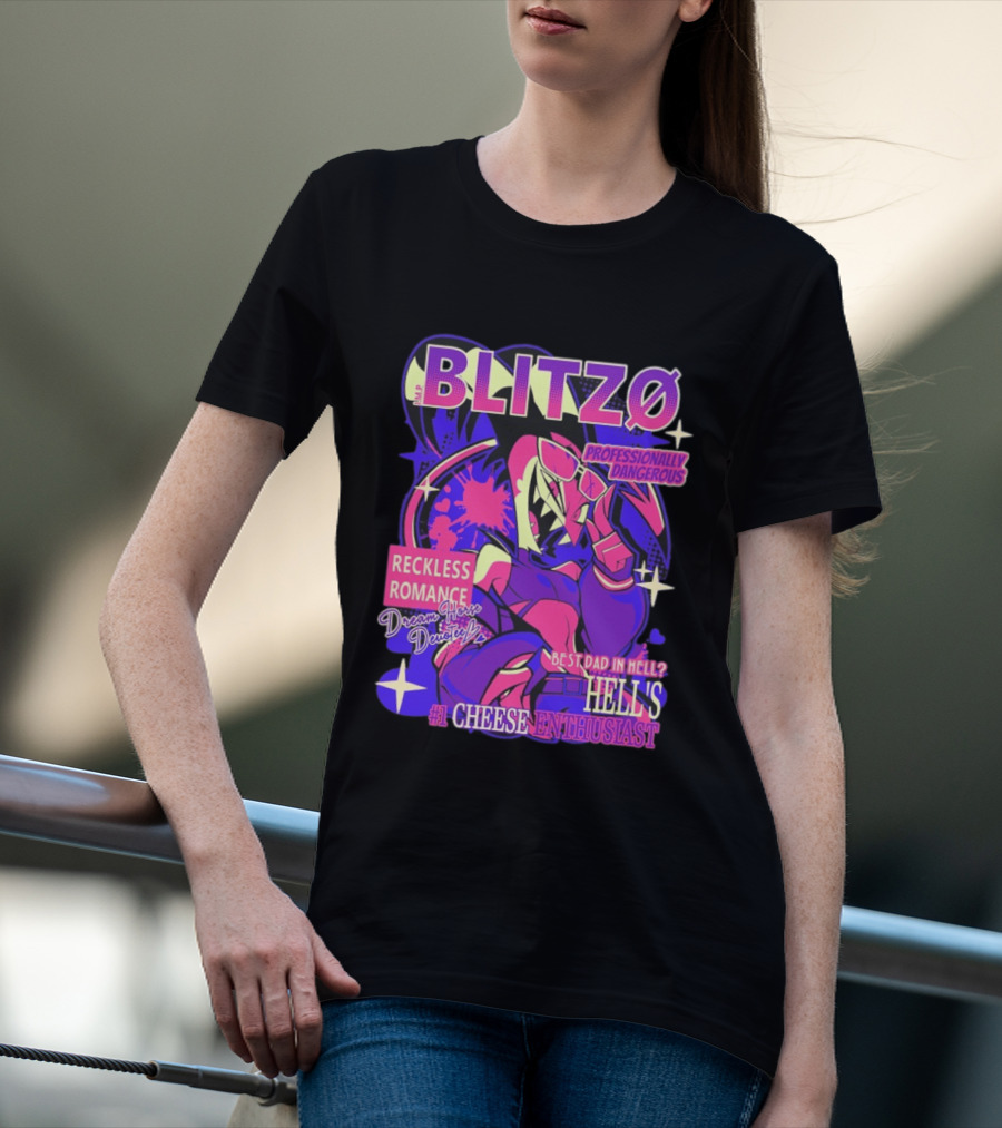 BLITZØ Professionally Dangerous Reckless Romance Dream Horse Dentist Hell's #1 Cheese T-Shirt