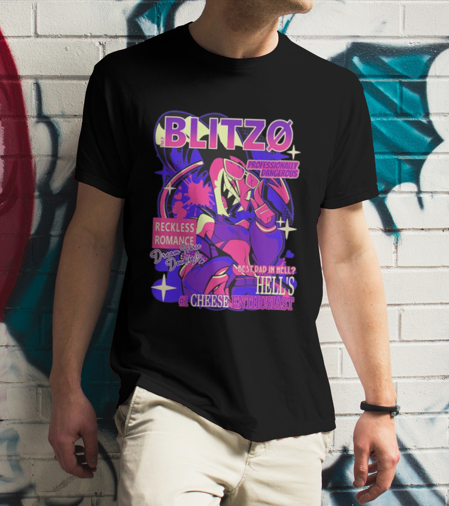 BLITZØ Professionally Dangerous Reckless Romance Dream Horse Dentist Hell's #1 Cheese T-Shirt