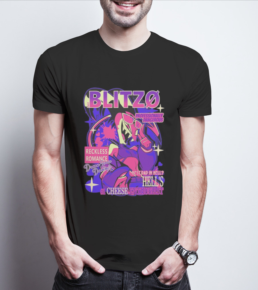 BLITZØ Professionally Dangerous Reckless Romance Dream Horse Dentist Hell's #1 Cheese T-Shirt