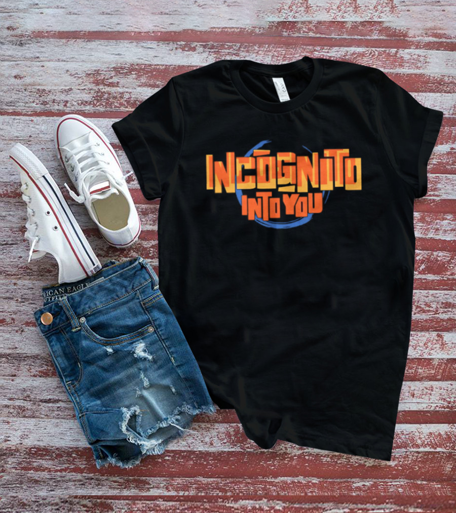 Incognito Into You Bold Orange Text With Blue Swirl T-Shirt