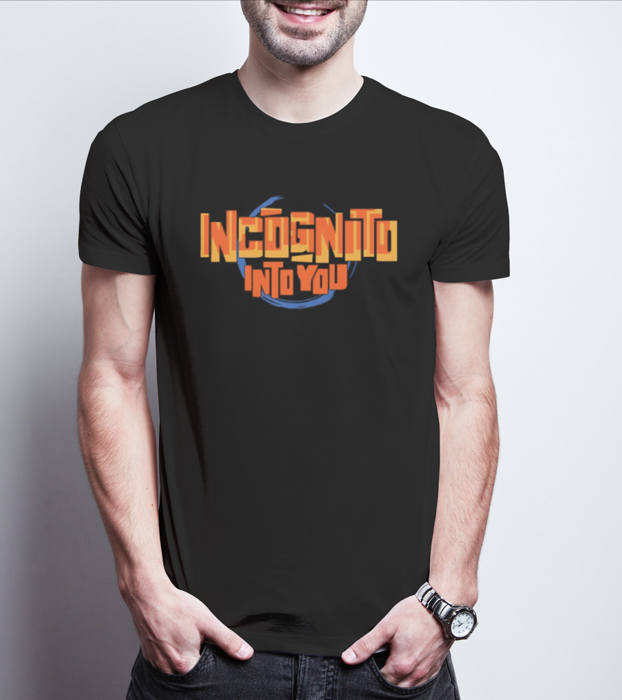 Incognito Into You Bold Orange Text With Blue Swirl T-Shirt