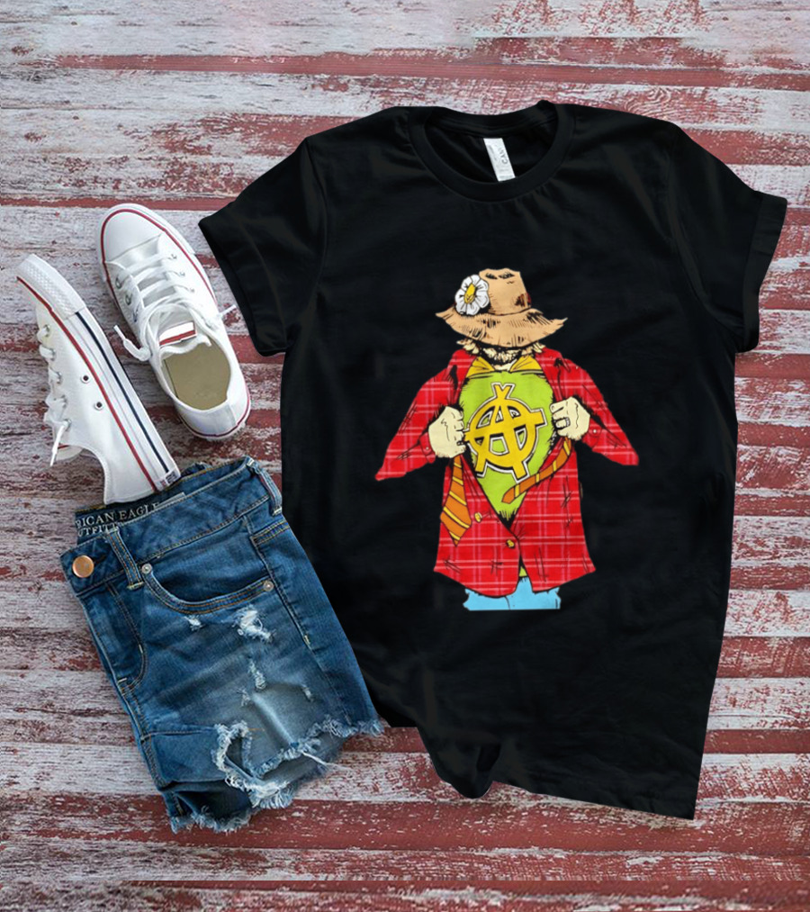 Scarecrow Anarchy Symbol With Plaid Jacket And Straw Hat T-Shirt