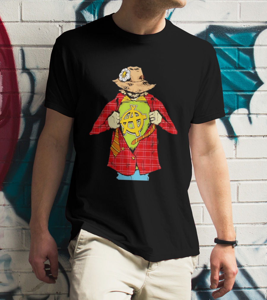 Scarecrow Anarchy Symbol With Plaid Jacket And Straw Hat T-Shirt