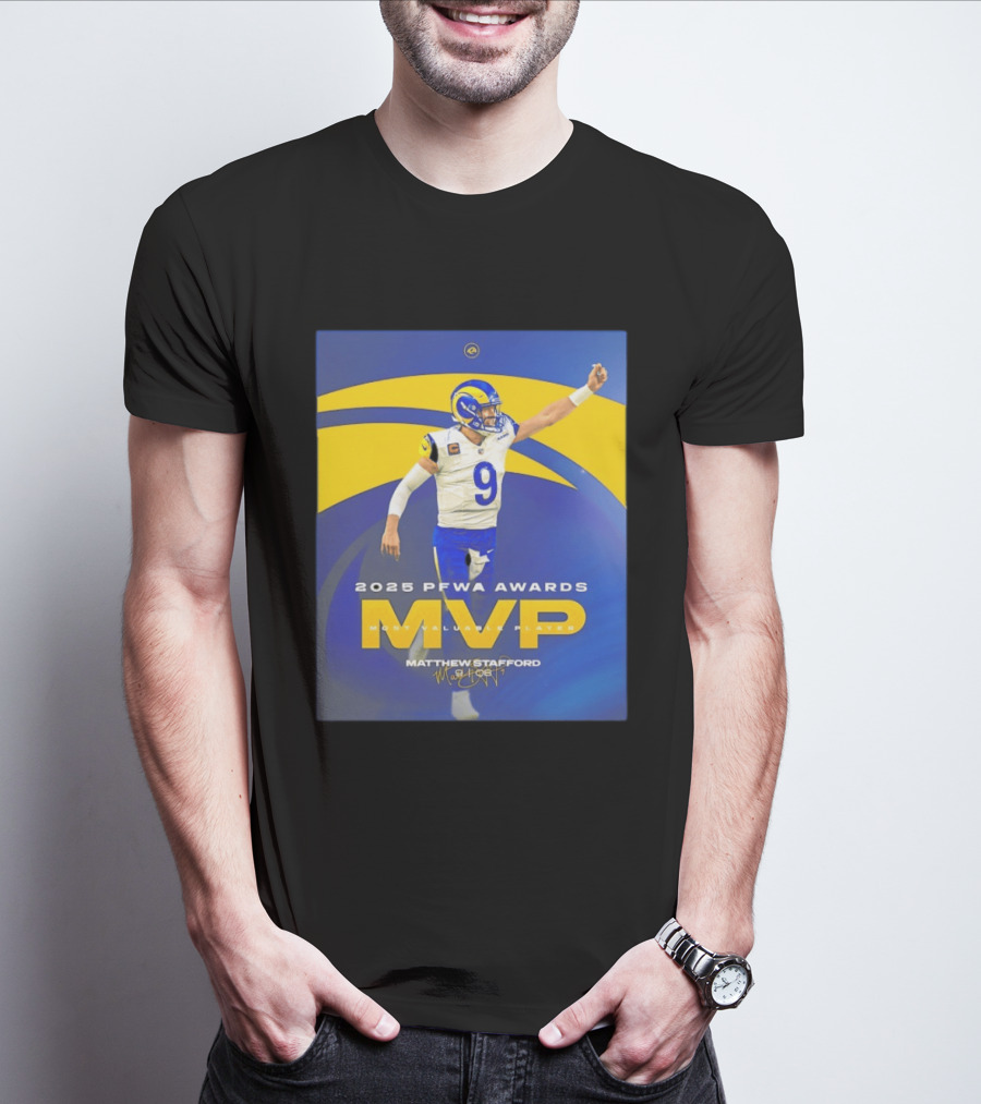 2025 PFWA Awards MVP Matthew Stafford Most Valuable Player T-Shirt
