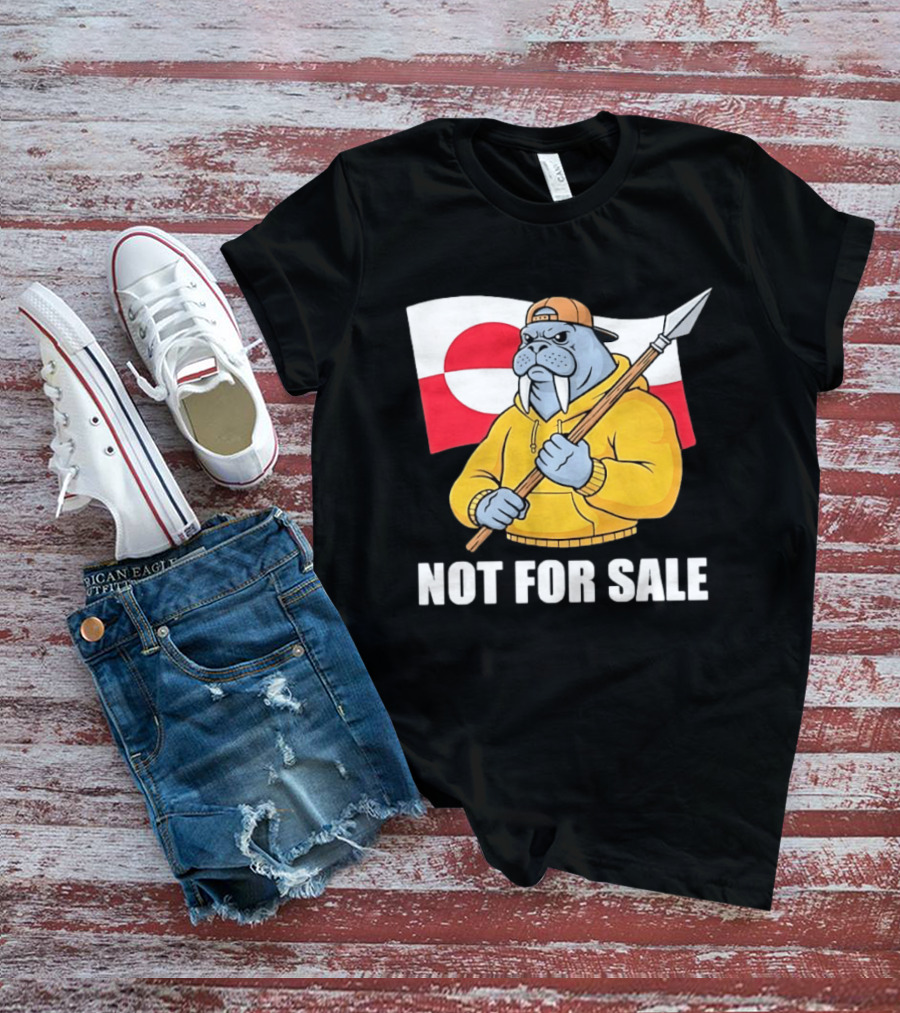 Walrus Holding Spear Greenland Flag Not For Sale T-Shirt